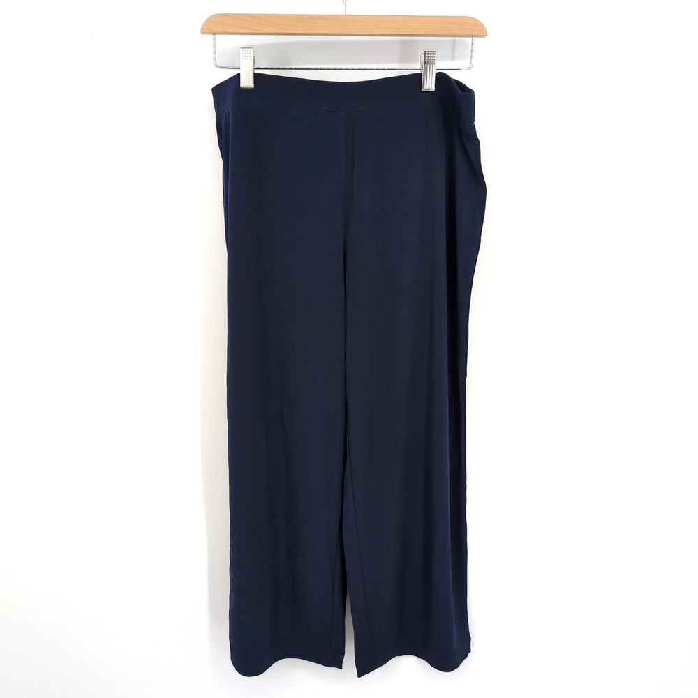 Susan Graver Crop Pants Navy Liquid Knit Petite Women Petite Small